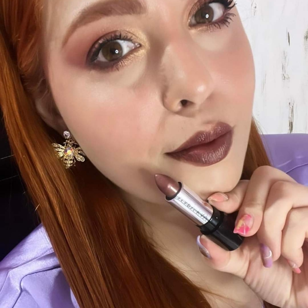 Mary kay Semi Shine Lipstick in Downtown Brown.